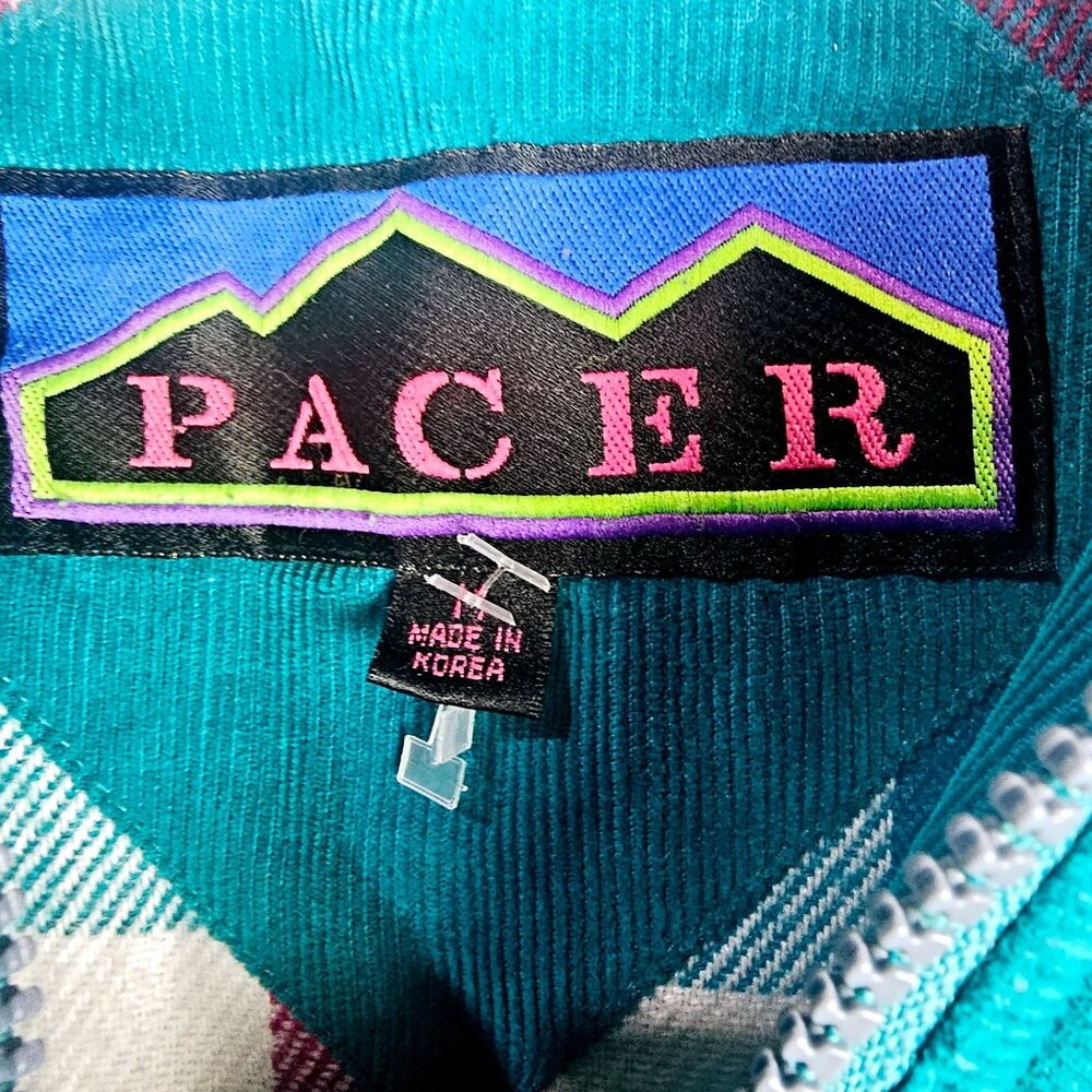 Vintage 80's Pacer Aqua Teal Corduroy Winter Jacket, Sz M - Picture 9 of 10